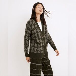Madewell Allston Double-Button Cardigan Sweater in Houndstooth, Size S